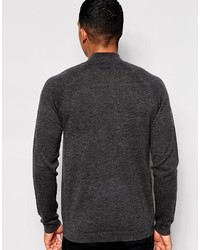 dunkelgrauer Pullover mit einem Reißverschluss am Kragen von Asos