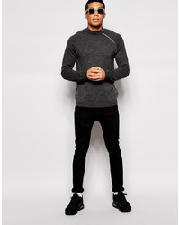 dunkelgrauer Pullover mit einem Reißverschluss am Kragen von Asos