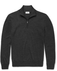 dunkelgrauer Pullover mit einem Reißverschluss am Kragen von Brioni