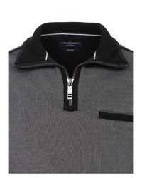 dunkelgrauer Pullover mit einem Reißverschluss am Kragen von Casamoda