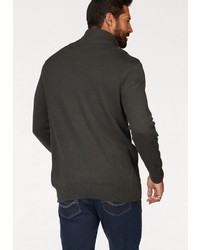 dunkelgrauer Pullover mit einem Reißverschluss am Kragen von MAN´S WORLD