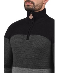 dunkelgrauer Pullover mit einem Reißverschluss am Kragen von Solid