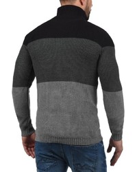 dunkelgrauer Pullover mit einem Reißverschluss am Kragen von Solid