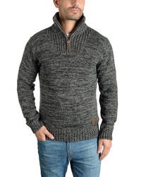 dunkelgrauer Pullover mit einem Reißverschluss am Kragen von Solid