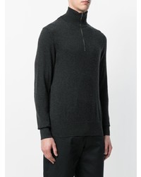 dunkelgrauer Pullover mit einem Reißverschluss am Kragen von Burberry