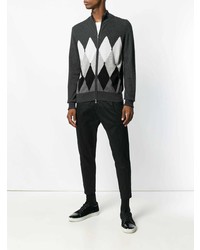 dunkelgrauer Pullover mit einem Reißverschluß mit Argyle-Muster von Ballantyne