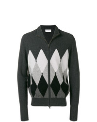 dunkelgrauer Pullover mit einem Reißverschluß mit Argyle-Muster von Ballantyne