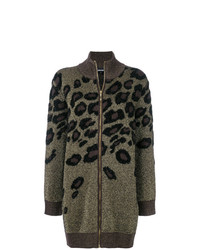 dunkelgrauer Pullover mit einem Reißverschluß mit Leopardenmuster von Just Cavalli