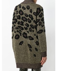 dunkelgrauer Pullover mit einem Reißverschluß mit Leopardenmuster von Just Cavalli
