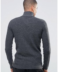 dunkelgrauer Pullover mit einem Reißverschluß von Selected