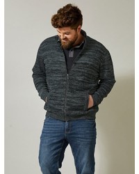 dunkelgrauer Pullover mit einem Reißverschluß von MEN PLUS BY HAPPY SIZE