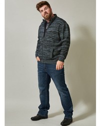 dunkelgrauer Pullover mit einem Reißverschluß von MEN PLUS BY HAPPY SIZE