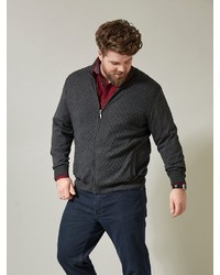 dunkelgrauer Pullover mit einem Reißverschluß von MEN PLUS BY HAPPY SIZE