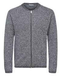 dunkelgrauer Pullover mit einem Reißverschluß von Selected Homme