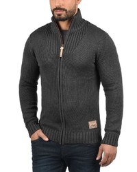 dunkelgrauer Pullover mit einem Reißverschluß von Solid