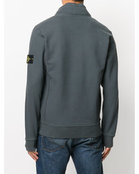 dunkelgrauer Pullover mit einem Reißverschluß von Stone Island