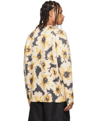 dunkelgrauer Pullover mit einem Rundhalsausschnitt mit Blumenmuster von Dries Van Noten