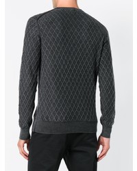 dunkelgrauer Pullover mit einem Rundhalsausschnitt mit geometrischem Muster von Ballantyne