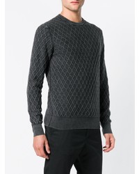 dunkelgrauer Pullover mit einem Rundhalsausschnitt mit geometrischem Muster von Ballantyne