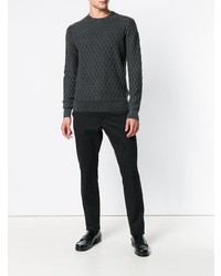 dunkelgrauer Pullover mit einem Rundhalsausschnitt mit geometrischem Muster von Ballantyne