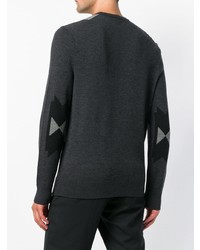 dunkelgrauer Pullover mit einem Rundhalsausschnitt mit geometrischem Muster von Neil Barrett