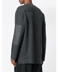 dunkelgrauer Pullover mit einem Rundhalsausschnitt mit geometrischem Muster von Yohji Yamamoto