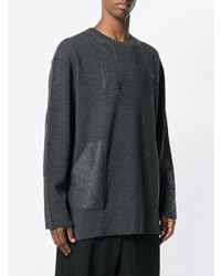 dunkelgrauer Pullover mit einem Rundhalsausschnitt mit geometrischem Muster von Yohji Yamamoto