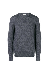 dunkelgrauer Pullover mit einem Rundhalsausschnitt mit Paisley-Muster