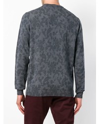 dunkelgrauer Pullover mit einem Rundhalsausschnitt mit Paisley-Muster von Etro
