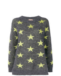 dunkelgrauer Pullover mit einem Rundhalsausschnitt mit Sternenmuster