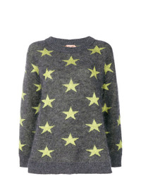 dunkelgrauer Pullover mit einem Rundhalsausschnitt mit Sternenmuster von N°21