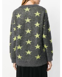 dunkelgrauer Pullover mit einem Rundhalsausschnitt mit Sternenmuster von N°21
