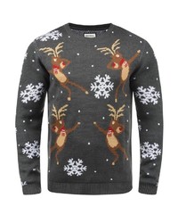 dunkelgrauer Pullover mit einem Rundhalsausschnitt mit Weihnachten Muster von Shine Original