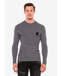 dunkelgrauer Pullover mit einem Rundhalsausschnitt von Cipo & Baxx