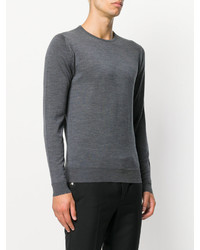 dunkelgrauer Pullover mit einem Rundhalsausschnitt von John Smedley