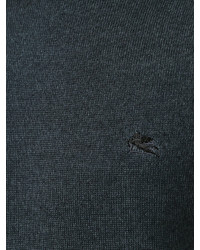 dunkelgrauer Pullover mit einem Rundhalsausschnitt von Etro