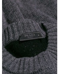 dunkelgrauer Pullover mit einem Rundhalsausschnitt von Prada