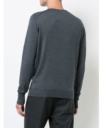 dunkelgrauer Pullover mit einem Rundhalsausschnitt von John Smedley