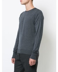 dunkelgrauer Pullover mit einem Rundhalsausschnitt von John Smedley