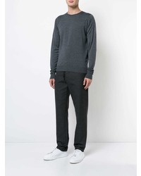 dunkelgrauer Pullover mit einem Rundhalsausschnitt von John Smedley