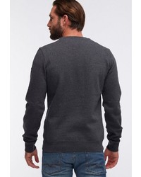 dunkelgrauer Pullover mit einem Rundhalsausschnitt von Dreimaster