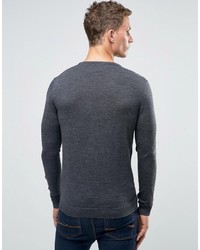 dunkelgrauer Pullover mit einem Rundhalsausschnitt von Selected