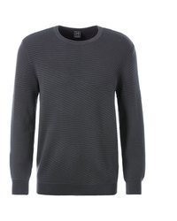 dunkelgrauer Pullover mit einem Rundhalsausschnitt von John Devin