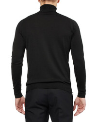 dunkelgrauer Pullover mit einem Rundhalsausschnitt von John Smedley