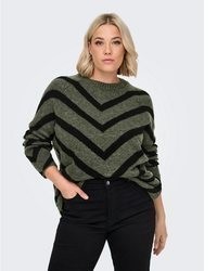 dunkelgrauer Pullover mit einem Rundhalsausschnitt von ONLY CARMAKOMA