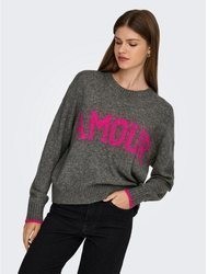 dunkelgrauer Pullover mit einem Rundhalsausschnitt von Only