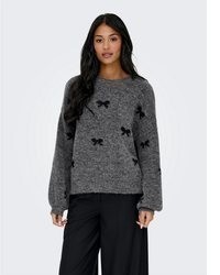 dunkelgrauer Pullover mit einem Rundhalsausschnitt von Only