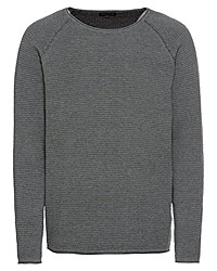 dunkelgrauer Pullover mit einem Rundhalsausschnitt von REVIEW