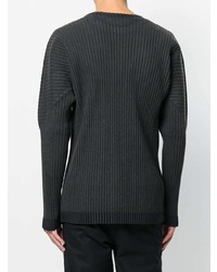 dunkelgrauer Pullover mit einem Rundhalsausschnitt von Homme Plissé Issey Miyake