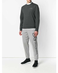 dunkelgrauer Pullover mit einem Rundhalsausschnitt von Ea7 Emporio Armani